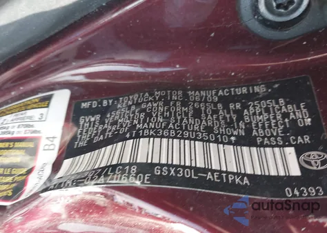 2009 Toyota Avalon Limited z USA, uszkodzony, nr VIN 4T1BK36B29U350101